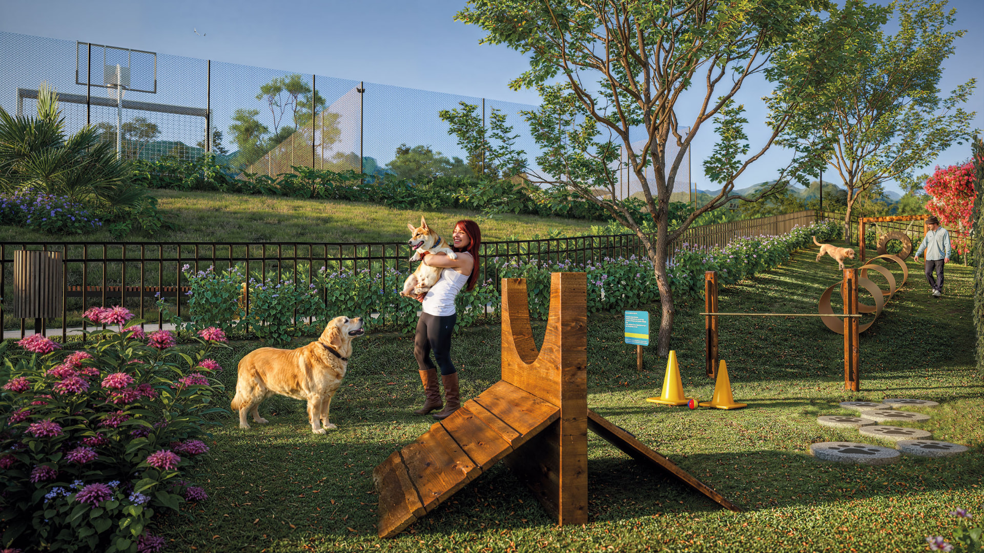 Área pet com circuito de agility